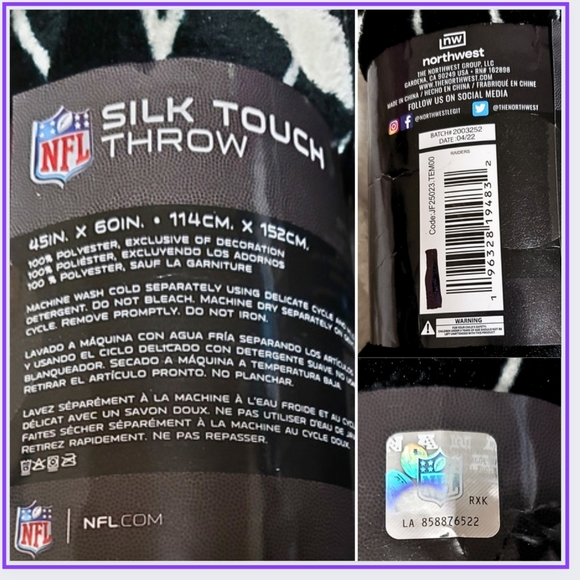 🔥NWT/THROW/NFL-OFFICIAL LAS VEGAS RAIDERS SILK TOUCH 45x60 - Picture 5 of 5